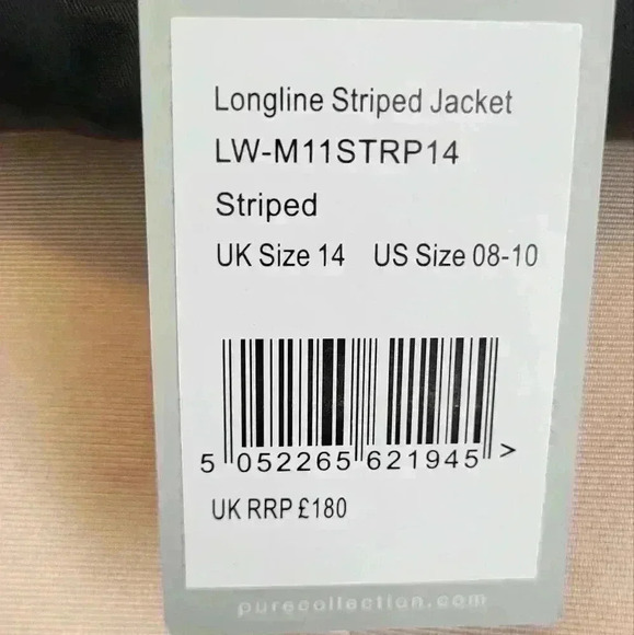 Womens Pure Collection Black Longline Striped Jacket - Black NWT New Size 8/10 - Picture 15 of 16